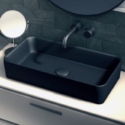 LAVABO SOBRE ENCIMERA FOGO NEGRO MATE