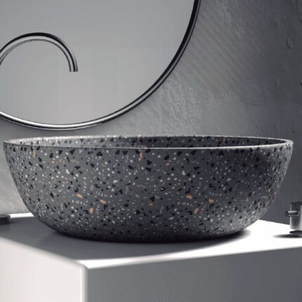 LAVABO SOBRE ENCIMERA TERRAZO GRIS