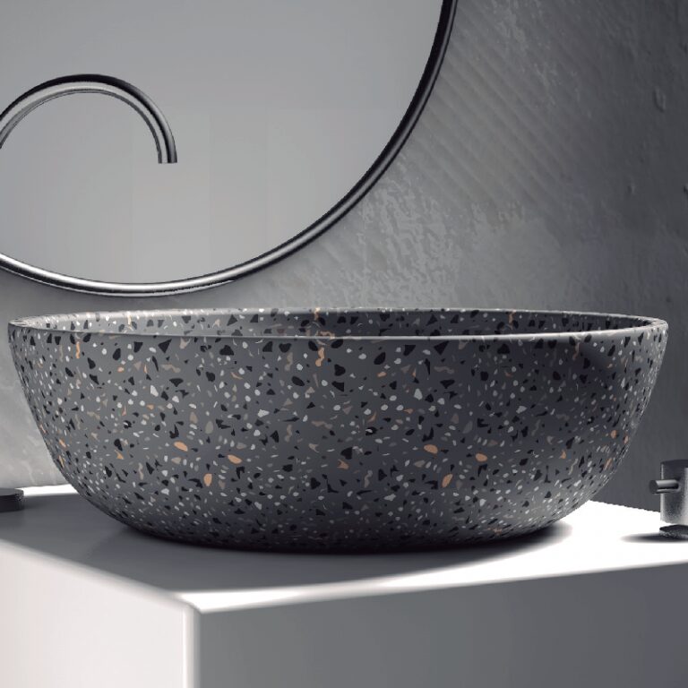 LAVABO SOBRE ENCIMERA TERRAZO GRIS