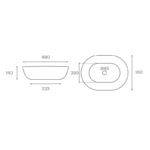 LAVABO SOBRE ENCIMERA MÓNACO 48 MEDIDAS