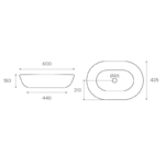 LAVABO SOBRE ENCIMERA MÓNACO 60 MEDIDAS