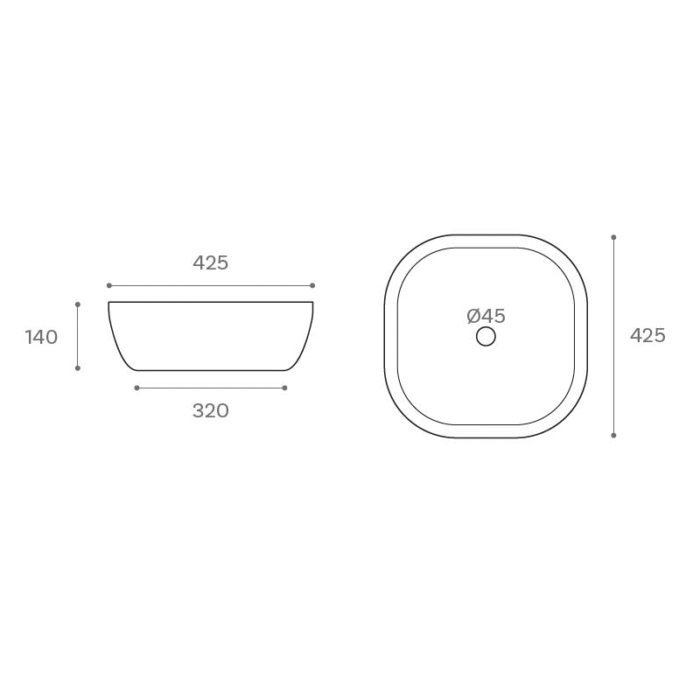 LAVABO SOBRE ENCIMERA OBI BLANCO BRILLO MEDIDAS