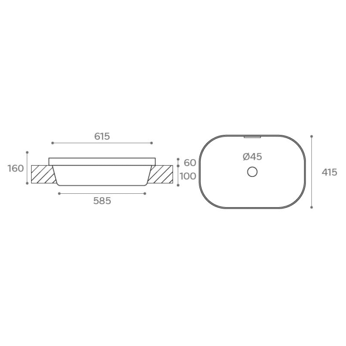 LAVABO SOBRE ENCIMERA QUEBEC MEDIDAS
