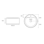 LAVABO SOBRE ENCIMERA ROUND MINI BLANCO BRILLO MEDIDAS