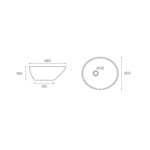 LAVABO SOBRE ENCIMERA SAJA BLANCO BRILLO MEDIDAS