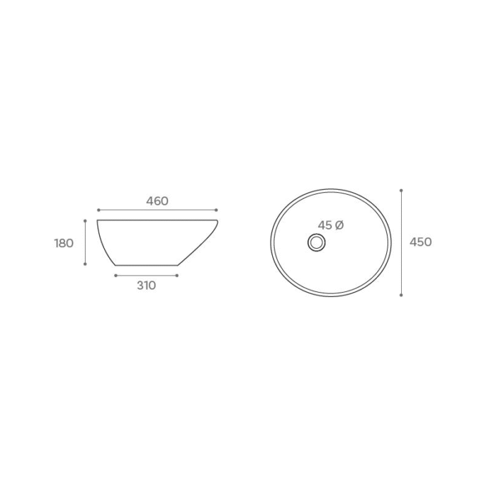 LAVABO SOBRE ENCIMERA SAJA BLANCO BRILLO MEDIDAS
