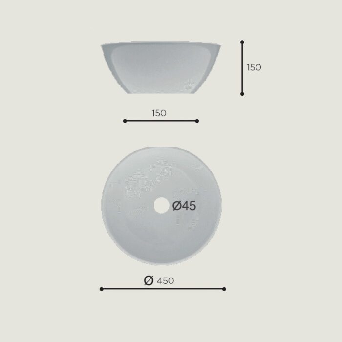 Lavabo Sobre Encimera Abu Mármol Gris 45x15 cm de Art and Bath - Imagen 3