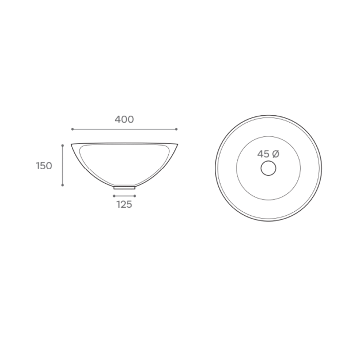 LAVABO SOBRE ENCIMERA BOL BICOLOR MEDIDAS