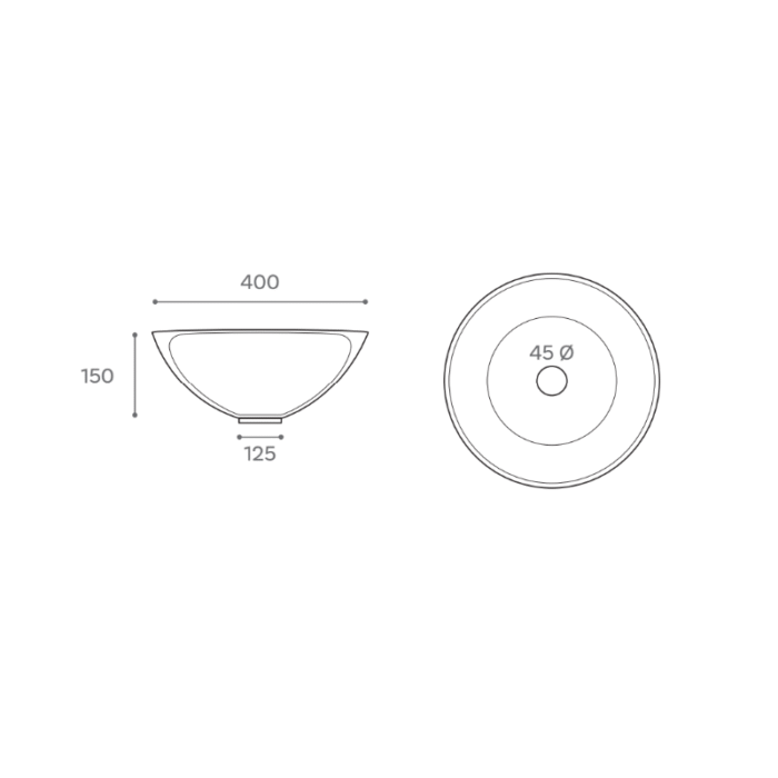 LAVABO SOBRE ENCIMERA BOL PLATA MEDIDAS
