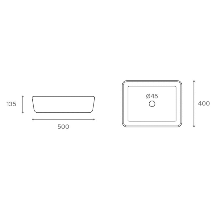 LAVABO SOBRE ENCIMERA IRIS BLANCO BRILLO MEDIDAS