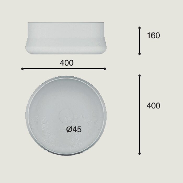 LAVABO SOBRE ENCIMERA GENIAL BLANCO BRILLO MEDIDAS