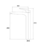 GRIFO DE LAVABO DOVER MARTI 1921 CAÑO ALTO MEDIDAS