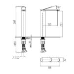 GRIFO LAVABO PRO CAÑO ALTO MEDIDAS