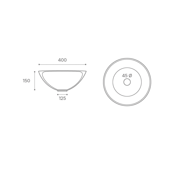 LAVABO SOBRE ENCIMERA SFERA MEDIDAS